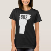 802 Vermont Area Code Pride Staat Kontur T-Shirt (Vorderseite)
