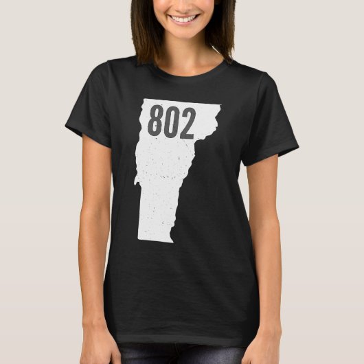 802 Vermont Area Code Pride Staat Kontur T-Shirt (Vorderseite)