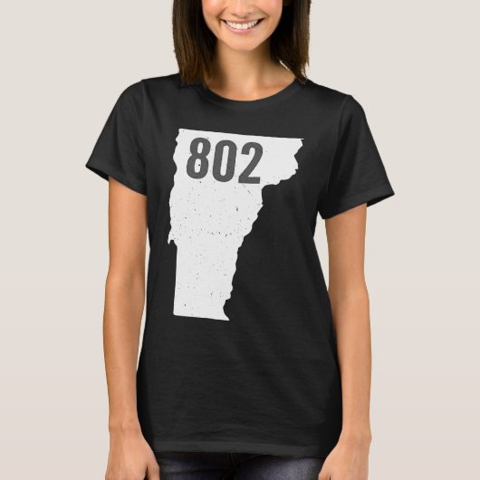 802 Vermont Area Code Stolz Staatsumriss T-Shirt (Vorderseite)