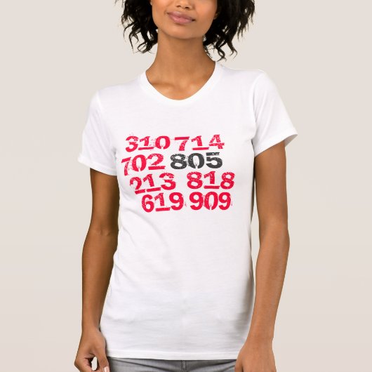 805, 619, 714, 702, 818, 213, 909, 310 T-Shirt (Vorderseite)