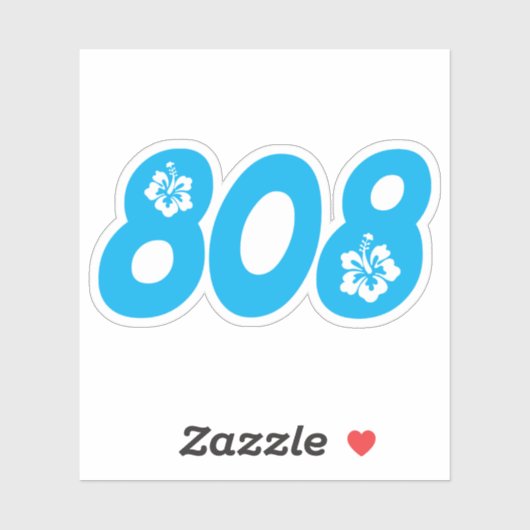 808 Hawaii-Gebietscode mit Hibiskus-Blume Aufkleber (Blatt)