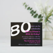 80. Achtzigste Geburtstagsparty Postcard Einladung (Stehend Vorderseite)