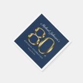 80. Achtzigste klassische Solid Gold Text Navy Blu Serviette (Ecke)