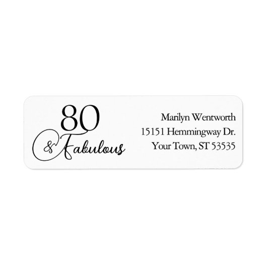 80 and Fabulous 80th Birthday Black Script Address (Vorne)