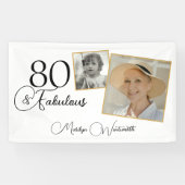 80 and Fabulous 80th Birthday Black Script Photo Banner (Horizontal)