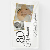 80 and Fabulous 80th Birthday Black Script Photo Banner (Vertikal)