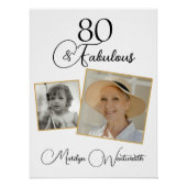 80 and Fabulous 80th Birthday Black Script Photo Poster (Vorderseite)