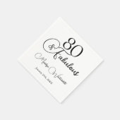 80 and Fabulous 80th Birthday Black Script  Serviette (Ecke)
