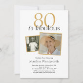 80 and Fabulous 80th Birthday Typography 2 Photo Einladung (Vorderseite)
