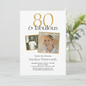 80 and Fabulous 80th Birthday Typography 2 Photo Einladung (Stehend Vorderseite)