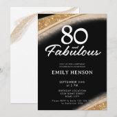 80 and Fabulous Black Gold Birthday Einladung (Vorne/Hinten)