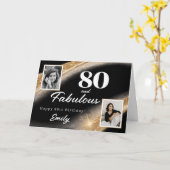 80 and Fabulous Black Gold Photo 80th Birthday Karte (Gelbe Blume)