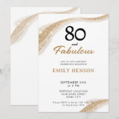 80 and Fabulous Gold 80th Birthday Invitation Einladung (Vorne/Hinten)