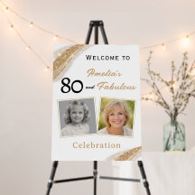 80 and Fabulous Gold Birthday Welcome Photo