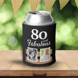 80 and Fabulous Gold Glitter 2 Photo 80th Birthday Dosenkühler
