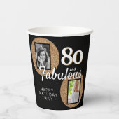 80 and Fabulous Gold Glitter 2 Photo 80th Birthday Pappbecher (Rückseite)