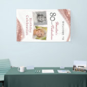80 and Fabulous Rose Gold Birthday Welcome Photo Banner (Messeveranstaltung)