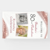 80 and Fabulous Rose Gold Birthday Welcome Photo Banner (Horizontal)