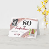 80 and Fabulous Rose Gold Photo 80th Birthday Karte (Gelbe Blume)