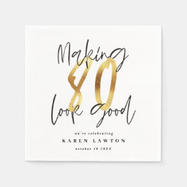80 aussehen gut Gold Geburtstagsparty Servietten
