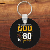 80 Birthday Blessed By God For 80 Years Old 80th B Schlüsselanhänger (Vorderseite)