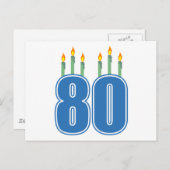 80 Birthday Candles (blau / grün) Postkarte (Vorne/Hinten)