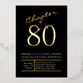80 Black 80. Geburtstagsparty Gold Folieneinladung (Vorderseite)