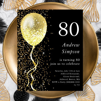 80. | Black & Gold Geburtstagsbudget Einladung
