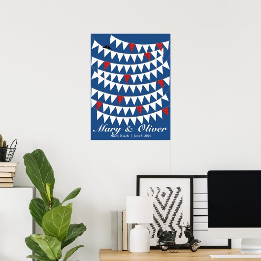 80 Bunting Red Blue Wedding Guest Book Alternative Poster (Heimbüro)