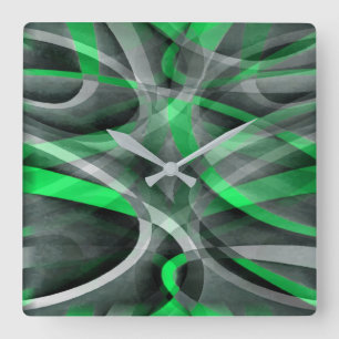 80 Chic Sukkulant Green und Grau Abstrakt Pa Quadratische Wanduhr