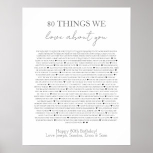 80 Dinge, die wir an dir lieben Poster