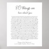 80 Dinge, die wir über Sie Liebe Poster (Vorne)