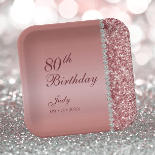 80. Elegante Rose Gold Geburtstag Pappteller
