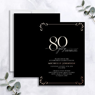 80 & Fabelhaft Schwarz Roségold Kalligrafie Geburt Folieneinladung