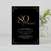 80 & Fabulous Black Rose Gold Calligraphie Geburts Folieneinladung (Stehend vorne)