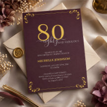 80 & Fabulous Burgund Wein & Gold Geburtstag