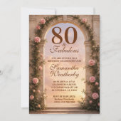 80 & Fabulous Floraler Torbogen-Geburtstag Einladung (Vorderseite)