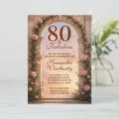 80 & Fabulous Floraler Torbogen-Geburtstag Einladung (Stehend Vorderseite)