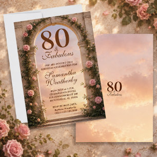 80 & Fabulous Floraler Torbogen-Geburtstag Einladung