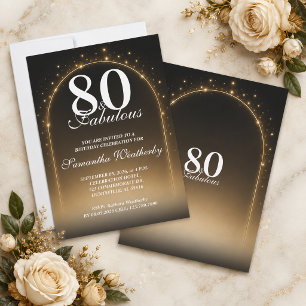 80 & Fabulous Glowing Star Arch Geburtstag Einladung