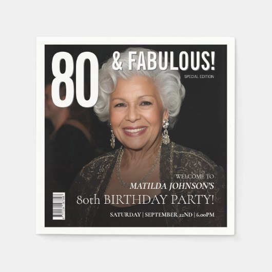 80 Fabulous Magazine Cover 80th Birthday  Serviette (Vorderseite)