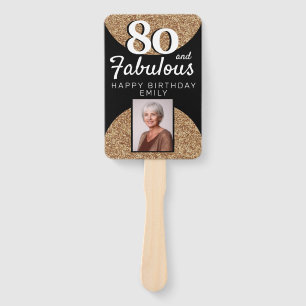 80 & Fantastisch Gold Glitzer Foto 80. Geburtstag Fächer