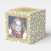 80. Foto Keepake - Gold/White Number Pattern Geschenkschachtel (Vorderseite)