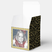 80. Foto Keepake - Schwarz/Gold Zahlenmuster Geschenkschachtel (Geöffnet)