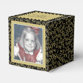80. Foto Keepake - Schwarz/Gold Zahlenmuster Geschenkschachtel (Rückseite)