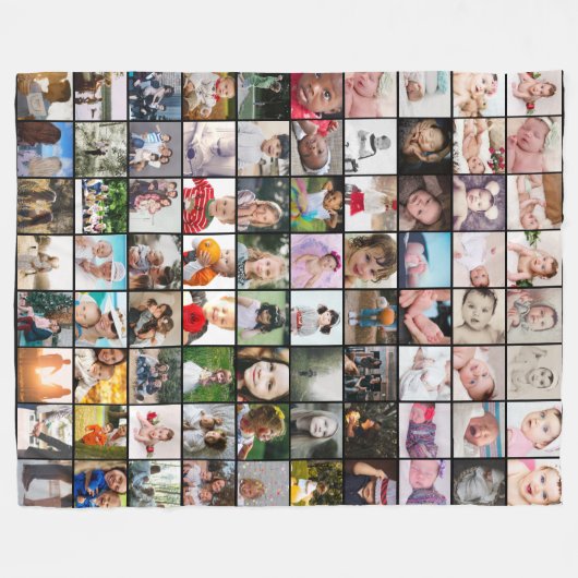 80 FotoCollage Einzigartiges Personalisiertes DIY Fleecedecke (Vorderseite (Horizontal))