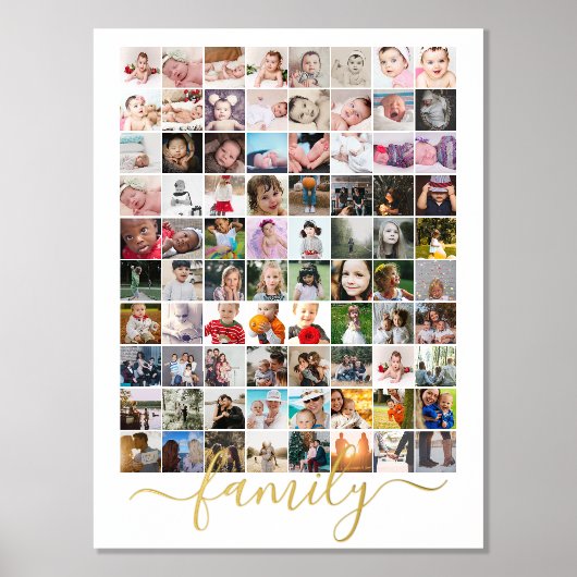 80 FotoCollage Personalisierte Familientypografie Foliendrucke (Vorderseite)