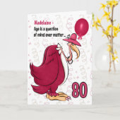 80. Funny Birthday Pink Buzzard mit Namen Karte (Gelbe Blume)