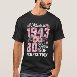 80 Geboren 1943 Floral 80. T-Shirt