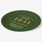 80. Geburtstag 1941 Grüne Liebe Personalisiert Pappteller (Schrägansicht)